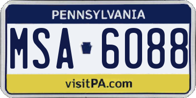 PA license plate MSA6088