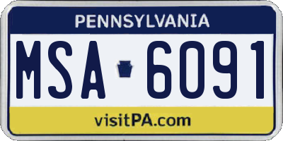 PA license plate MSA6091