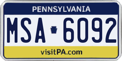 PA license plate MSA6092