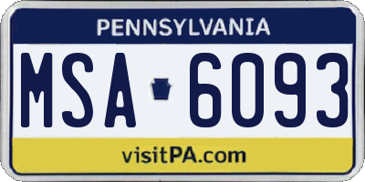 PA license plate MSA6093