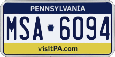PA license plate MSA6094