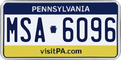 PA license plate MSA6096