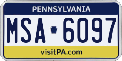 PA license plate MSA6097