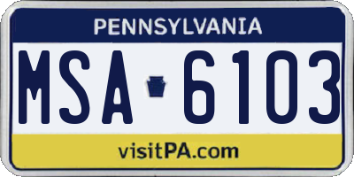 PA license plate MSA6103