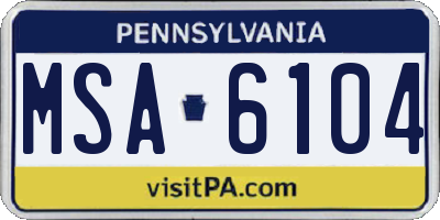 PA license plate MSA6104