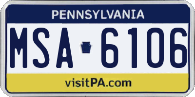 PA license plate MSA6106
