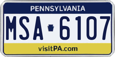 PA license plate MSA6107