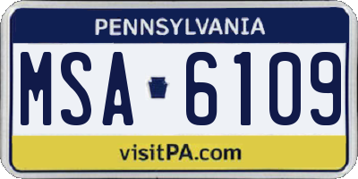 PA license plate MSA6109