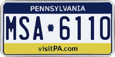 PA license plate MSA6110
