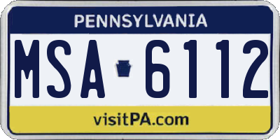 PA license plate MSA6112
