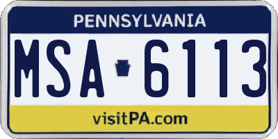 PA license plate MSA6113