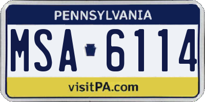 PA license plate MSA6114