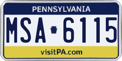 PA license plate MSA6115