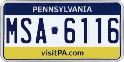 PA license plate MSA6116