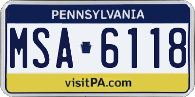 PA license plate MSA6118