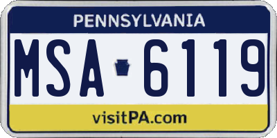 PA license plate MSA6119