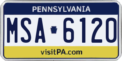 PA license plate MSA6120