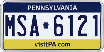 PA license plate MSA6121