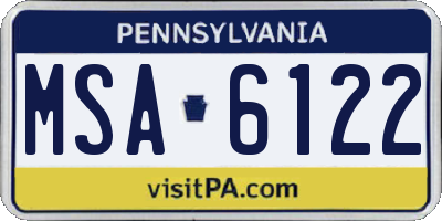 PA license plate MSA6122