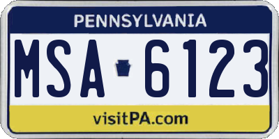 PA license plate MSA6123