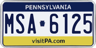 PA license plate MSA6125