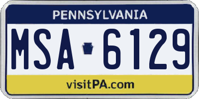 PA license plate MSA6129