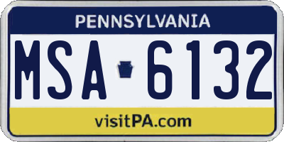 PA license plate MSA6132