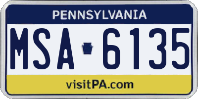 PA license plate MSA6135