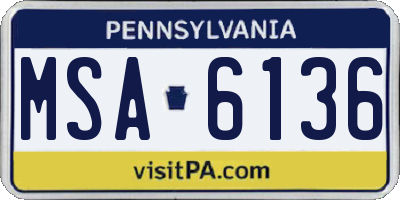 PA license plate MSA6136