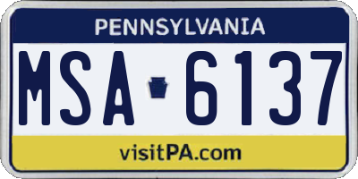 PA license plate MSA6137