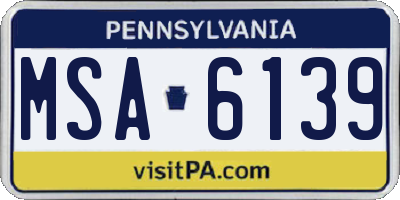 PA license plate MSA6139