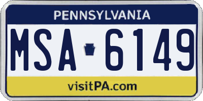 PA license plate MSA6149