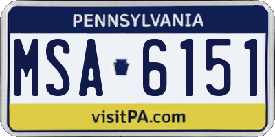 PA license plate MSA6151