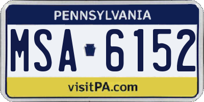 PA license plate MSA6152