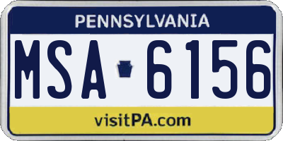 PA license plate MSA6156