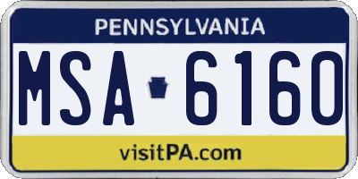 PA license plate MSA6160