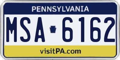 PA license plate MSA6162