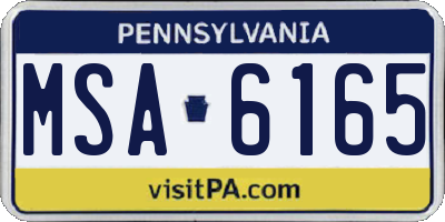 PA license plate MSA6165