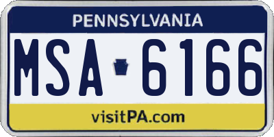 PA license plate MSA6166