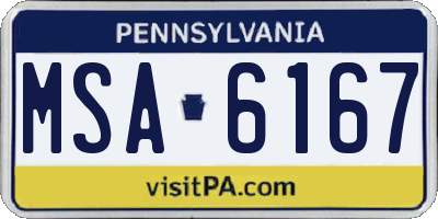 PA license plate MSA6167