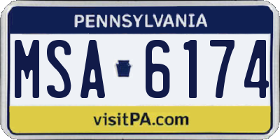 PA license plate MSA6174