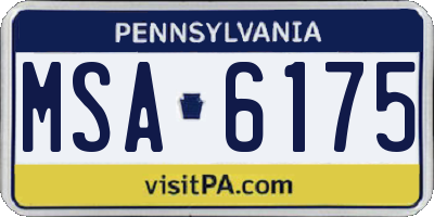 PA license plate MSA6175
