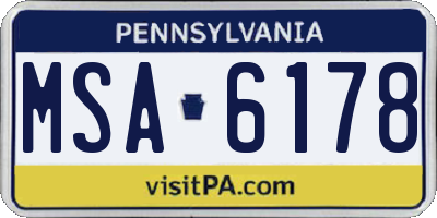 PA license plate MSA6178