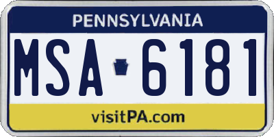 PA license plate MSA6181