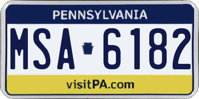 PA license plate MSA6182