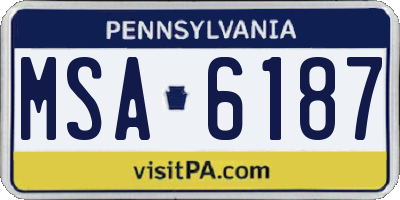 PA license plate MSA6187