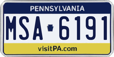 PA license plate MSA6191