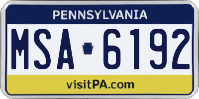 PA license plate MSA6192