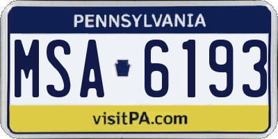 PA license plate MSA6193