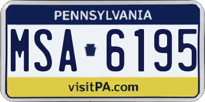 PA license plate MSA6195